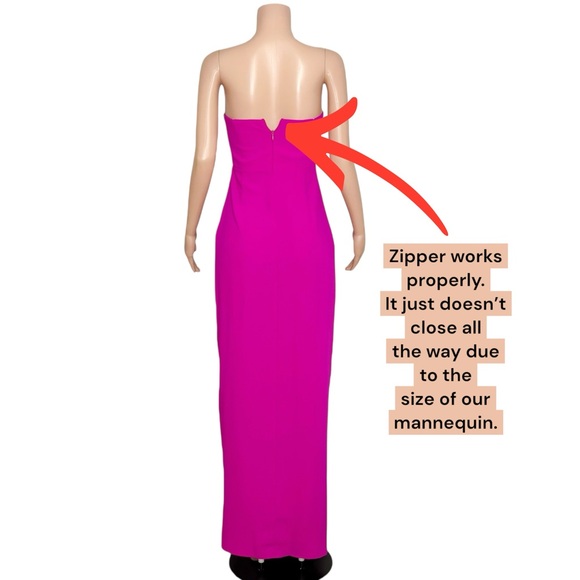 NEW AMANDA UPRICHARD Strapless Puzzle Gown, Dark Hot Pink, Small - Picture 10 of 14